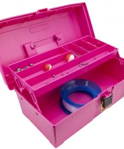 Plano 2100 Tackle Box With 100-Piece Fishing Tackle Kit Pink -Pacific Aerials Sales Store lets go fishing kit pink alt5 3